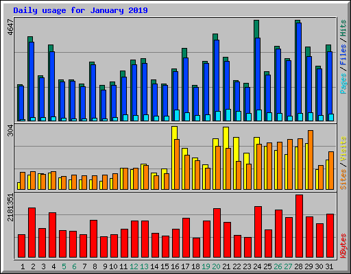 Daily usage for January 2019