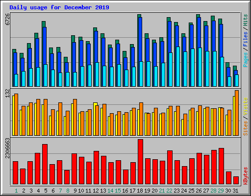 Daily usage for December 2019