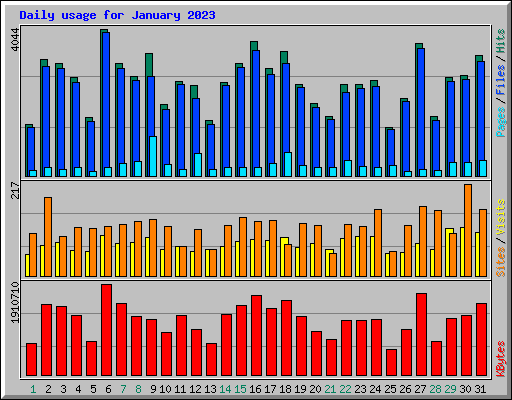Daily usage for January 2023