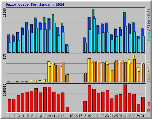 Daily usage for January 2024